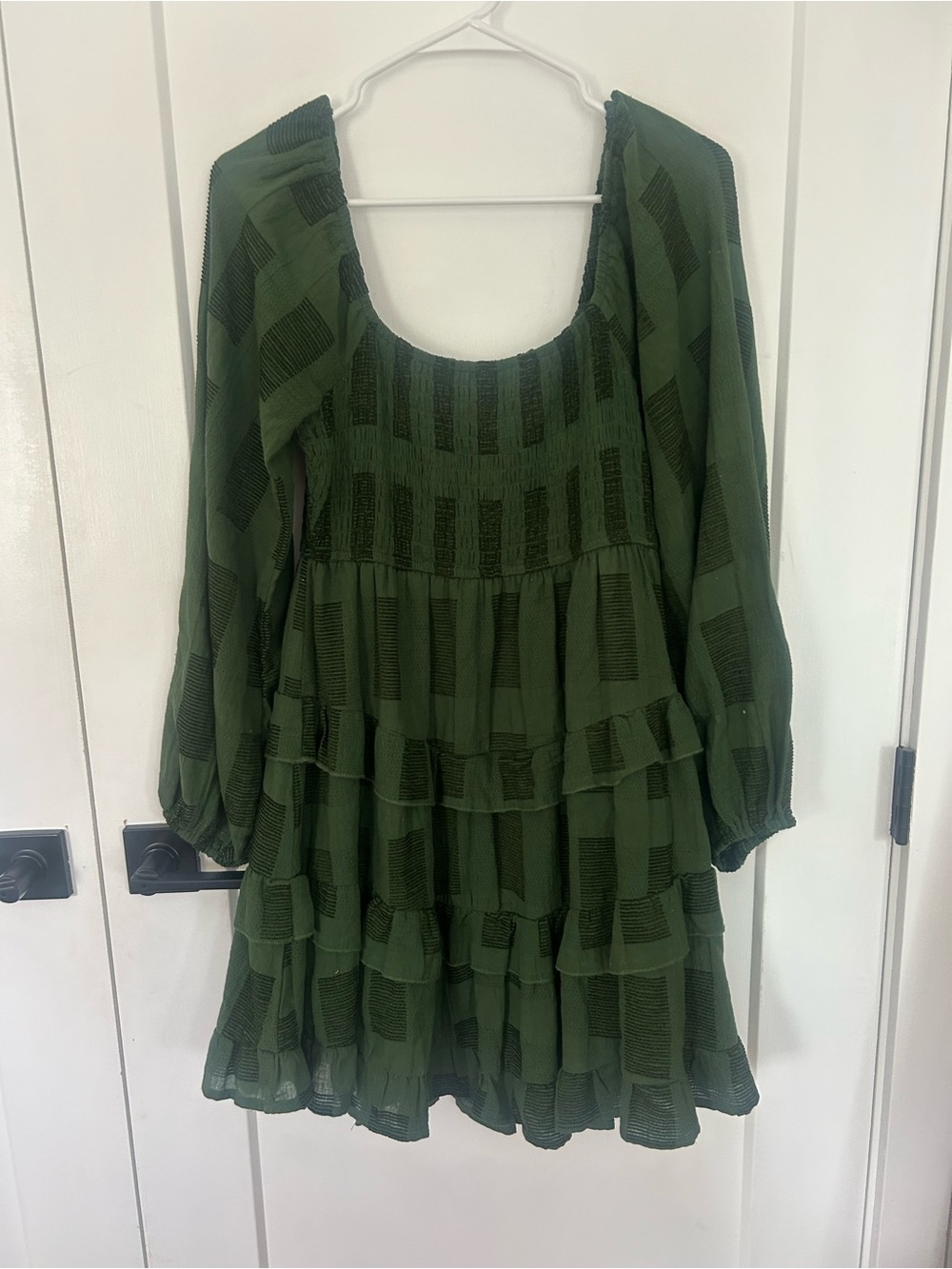 Altar'd State Green Plaid Tiered Dress